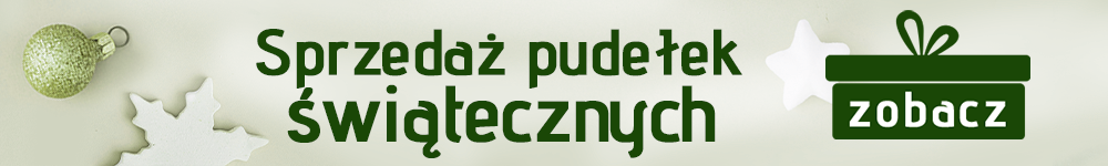 Banner zachęcający do zakupienia opakowań na prezenty świąteczne.